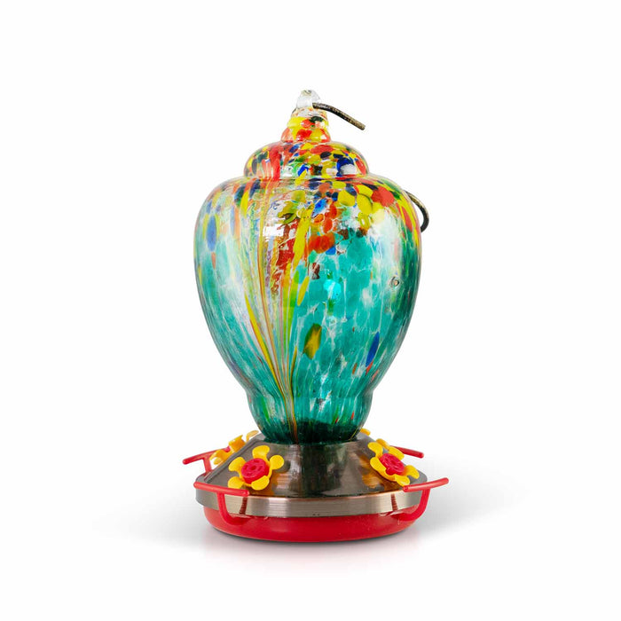 Multicolored Shell Decorative Glass Hummingbird Feeder