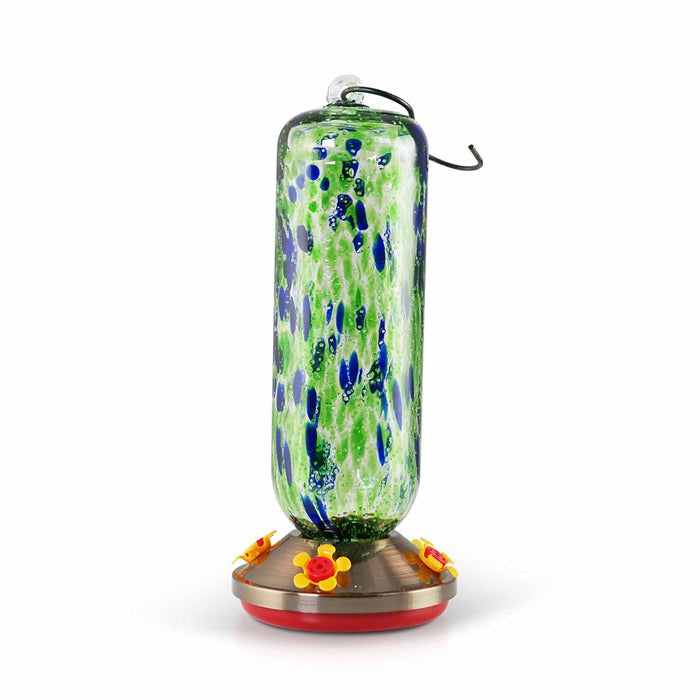 Green Decorative Glass Hummingbird Feeder