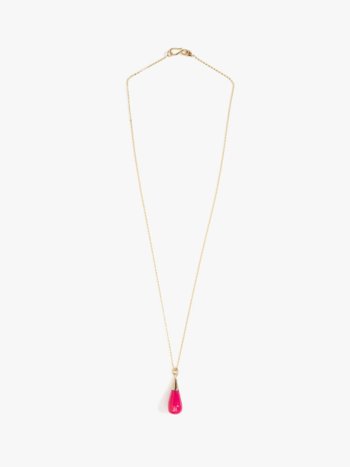 Dinosaur Designs Dew Drop Pendant, Flamingo/14k Gold-Filled