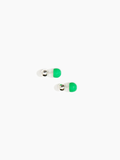 Dinosaur Designs Small Ball Stud Earrings, Leaf & Silver