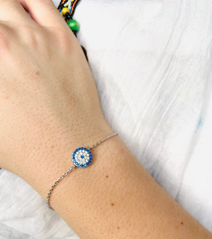 Evil Eye Bracelet - Small Diamond Blue Eye Bracelet
