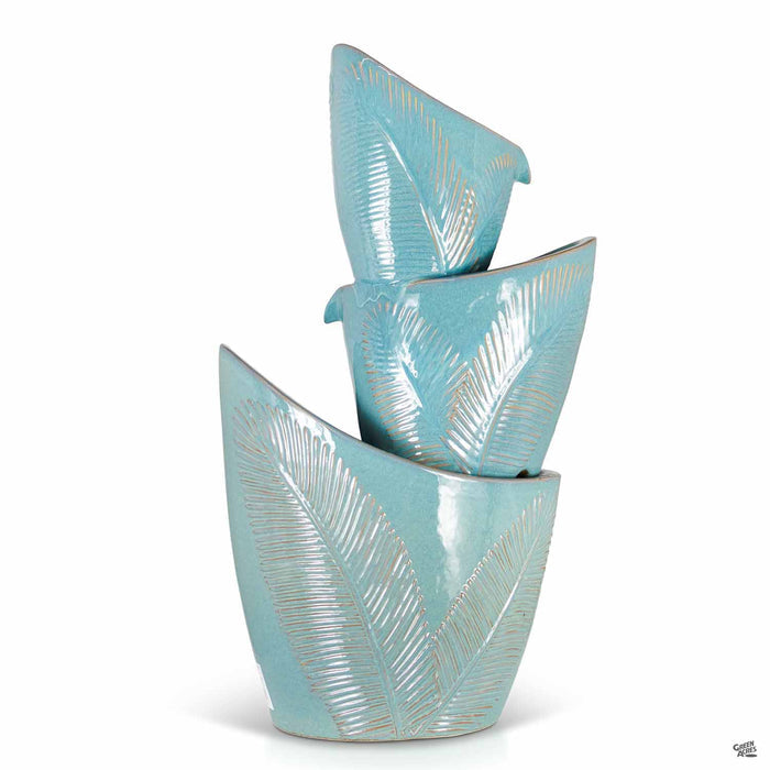 Fern Cascade Fountain 3-Tier Blue Green