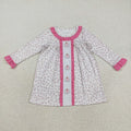 GLD1054 Pumpkin Embroidery Leopard Girls Ruffle Knee Length Dress