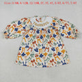 GLD1086 Thankful Embroidery Colorful Bows Girls Thanksgiving Knee Length Smocked Dress