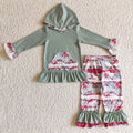 GLP0276 Moose Pocket Hoodie Top Ruffle Pants Girls Christmas Clothes Set