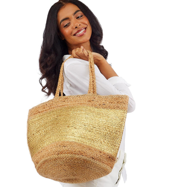 Golden State of Mind Jute Woven Tote Bag