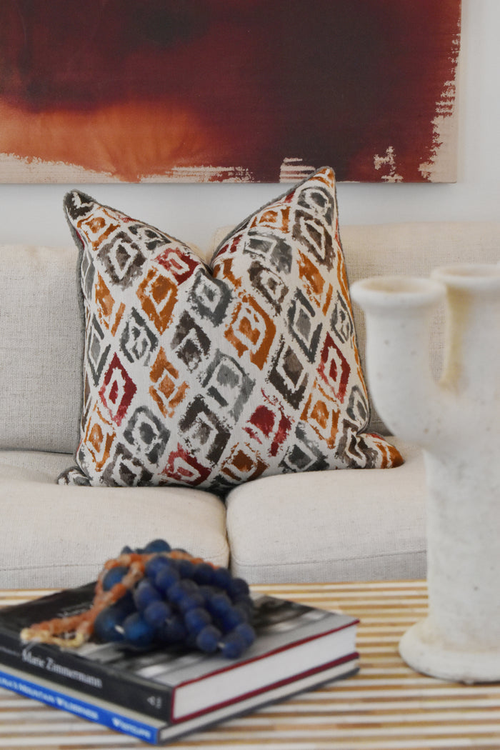 Grey and Red Abstract Pillow