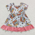 GSD0379 Pen Flowers Girls Back to School Dress