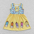 GSD0383 Pen Yellow Girls Backless Back to School Dress