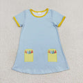 GSD1311 Pen Blue Stripes Girls Back to School Dress