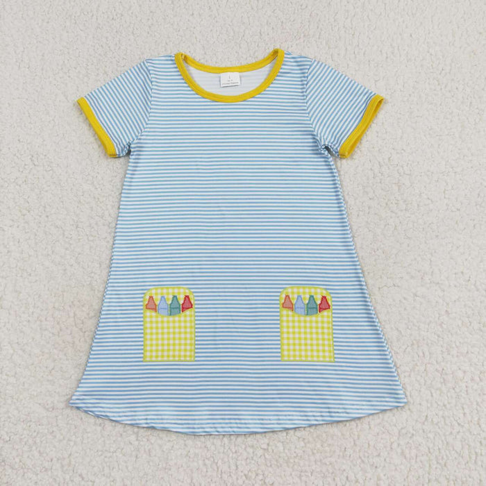 GSD1311 Pen Blue Stripes Girls Back to School Dress