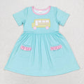 GSD1341 School Bus Blue Pockets Girls Back to School Dress