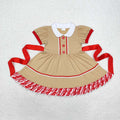 GSD1389 Gingerbread Design Girls Christmas Knee Length Ruffle Dress
