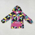 GT1137 Nightmar* Patchwork Print Girls Halloween Zipper Pocket Hoodie Top