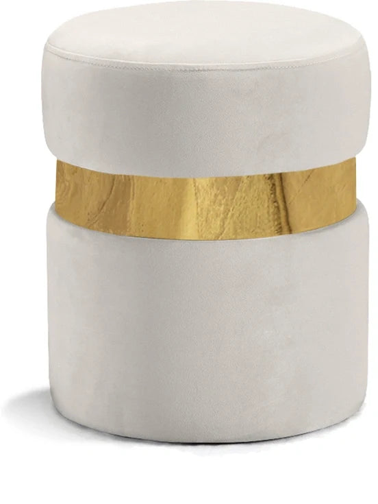 Hailey Cream Velvet Ottoman/Stool