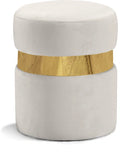 Hailey Cream Velvet Ottoman/Stool