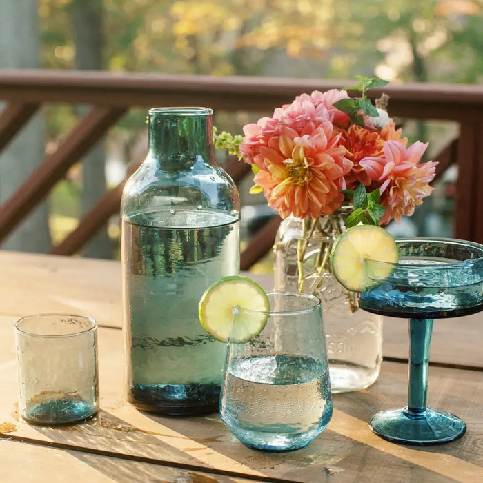 Handblown Hammered Glass Carafe + Cup | Amber