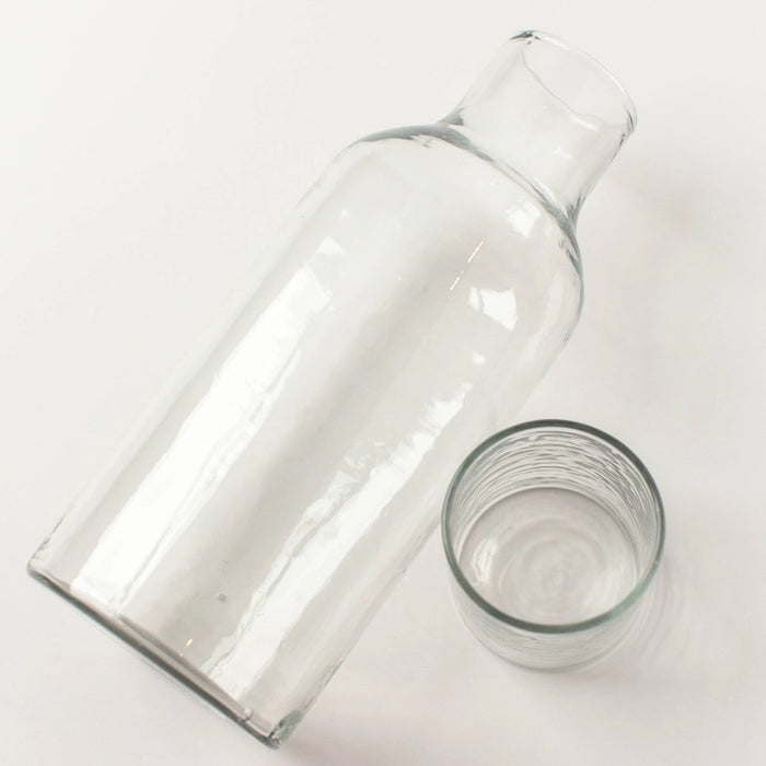 Handblown Hammered Glass Carafe + Cup | Clear