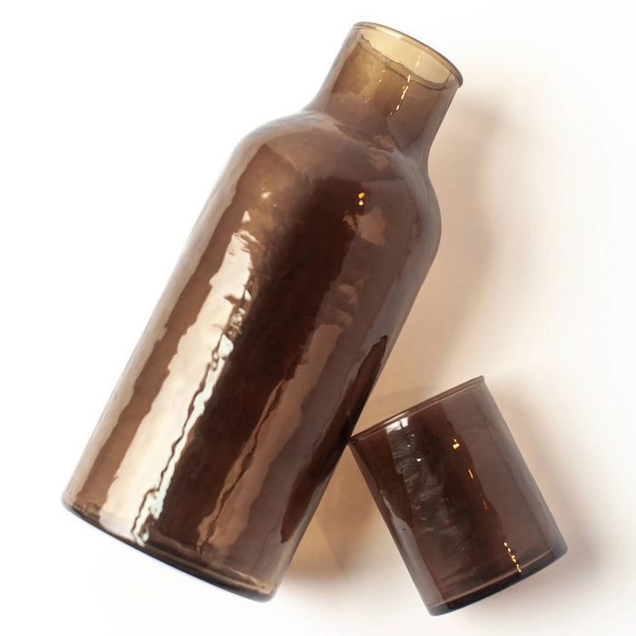 Handblown Hammered Glass Carafe + Cup | Smoke