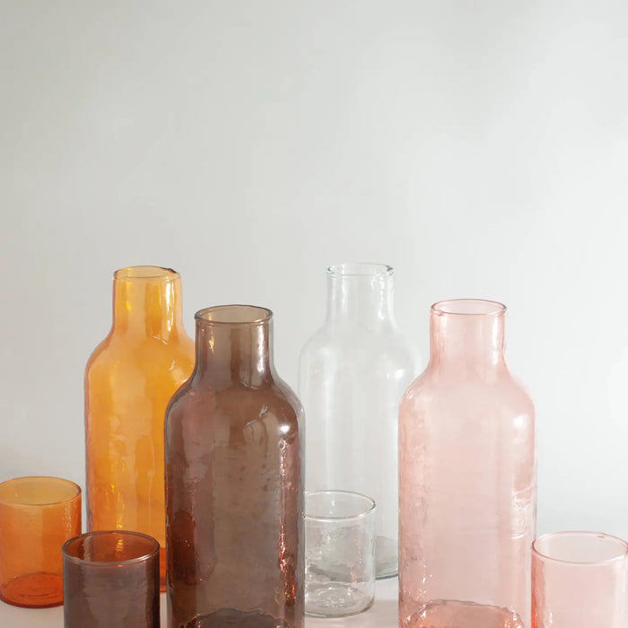 Handblown Hammered Glass Carafe + Cup | Smoke