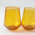 Handblown Hammered Glass Water Tumbler | Set of 2 | Amber