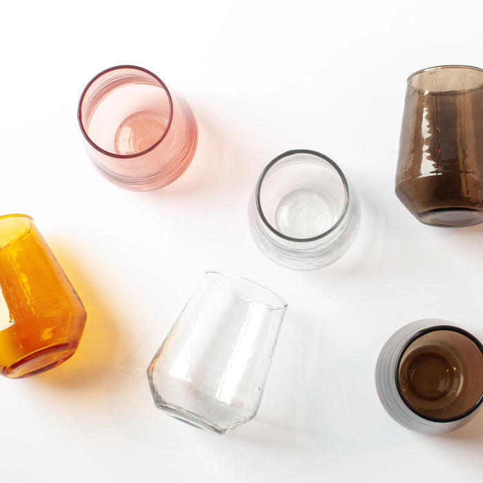 Handblown Hammered Glass Water Tumbler | Set of 2 | Clear