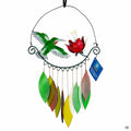 Blue Handiworks Glass Wind Chime - Glass Hummingbird Flower