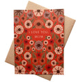 Owen Glass Collection "I Love You, Mom" greeting card featuring heartfelt message and floral design for Mother's Day or special occasions.