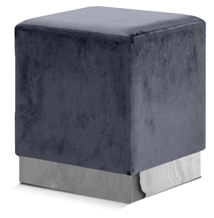 Jax Grey Velvet Ottoman/Stool