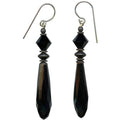 Owen Glass Collection Jet German glass prism drop earrings with faceted design and silver hooks.