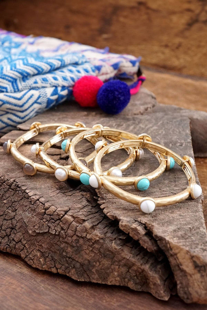 Jeweled Golden Bangle with semi precious stone dots