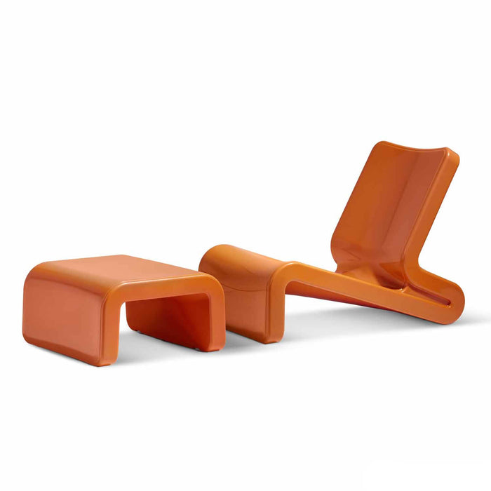 Line Lounge Chair and Ottoman in Orange