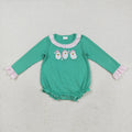 LR2411  Santa Embroidery Pink Checkered Baby Girls Christmas Romper