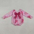 LR2586 Debbie Cake Pink Print Big Bow Baby Girls Christmas Romper