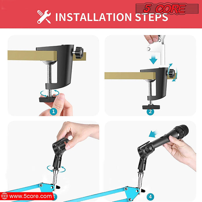 Microphone Boom Arm – Adjustable Desk Mic Stand with Clamp