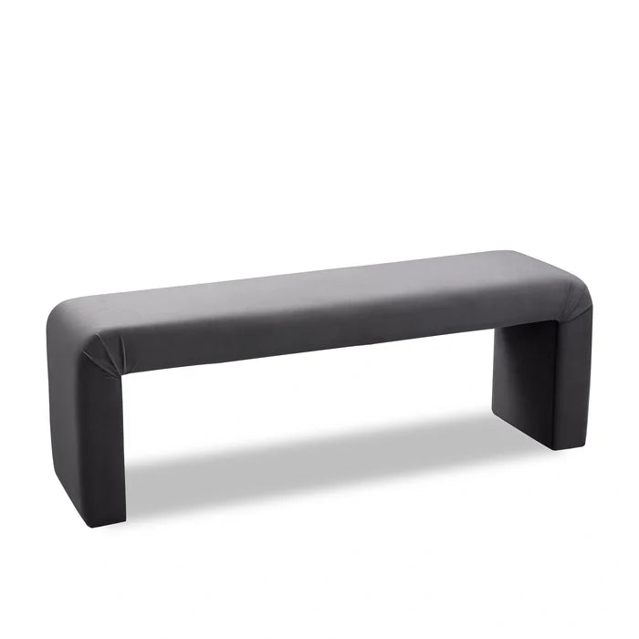 Minimalist Grey Velvet Bench