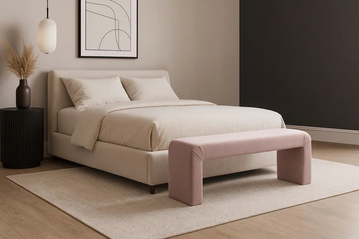 Minimalist Pink Velvet Bench