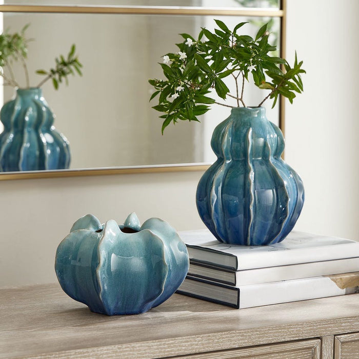 Ocean Wave Indoor-Outdoor Vases, S/2