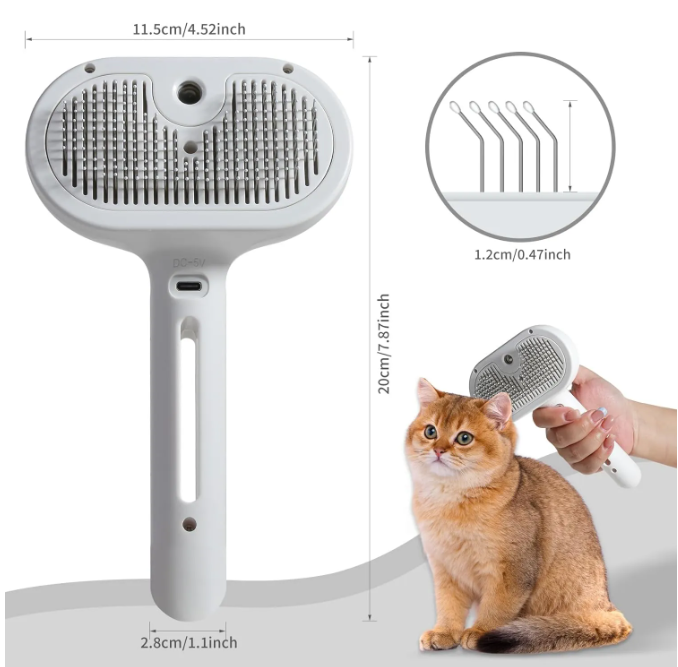 Pet Hair Spray Brush – Self-Wetting Grooming Brush for Cats & Dogs