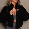 Plush cardigan cropped jacket lamb wool coat