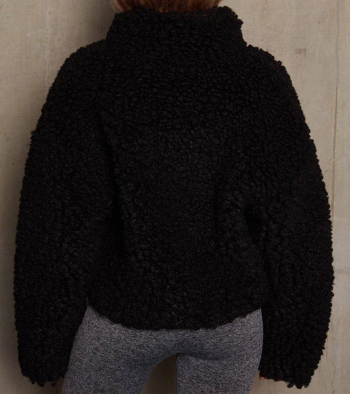 Plush cardigan cropped jacket lamb wool coat