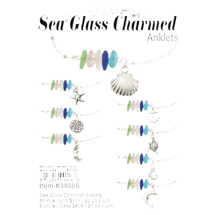 Puka Creations Sea Glass Charmed Anklets