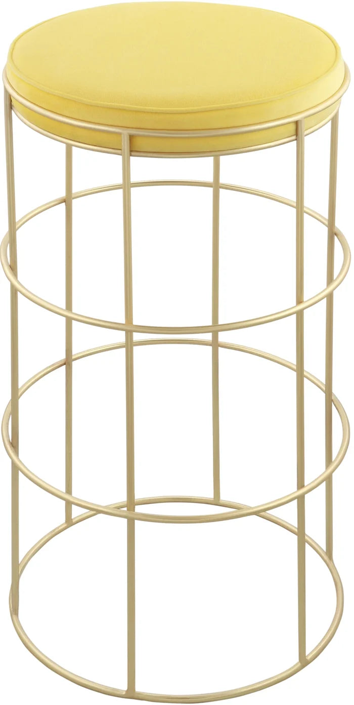 Rebar Yellow Velvet Counter Stool