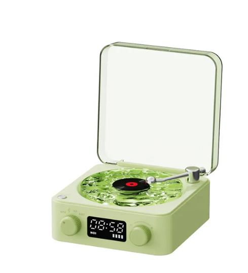Retro Turntable Bluetooth Speaker – RGB LED Vinyl-Style Speaker