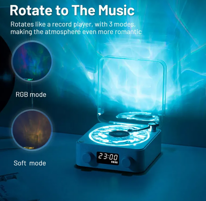 Retro Turntable Bluetooth Speaker – RGB LED Vinyl-Style Speaker