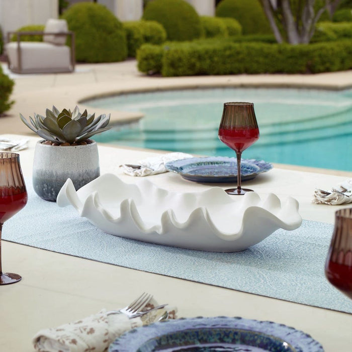 Ruffled Feathers Indoor-Outdoor Bowl, White