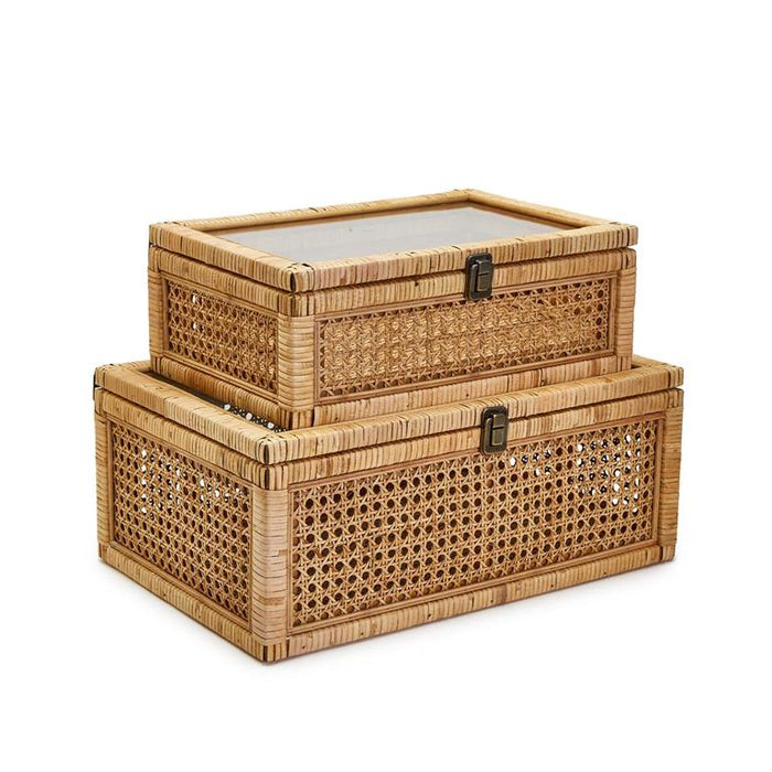 S/2 Rattan Decorative Boxes