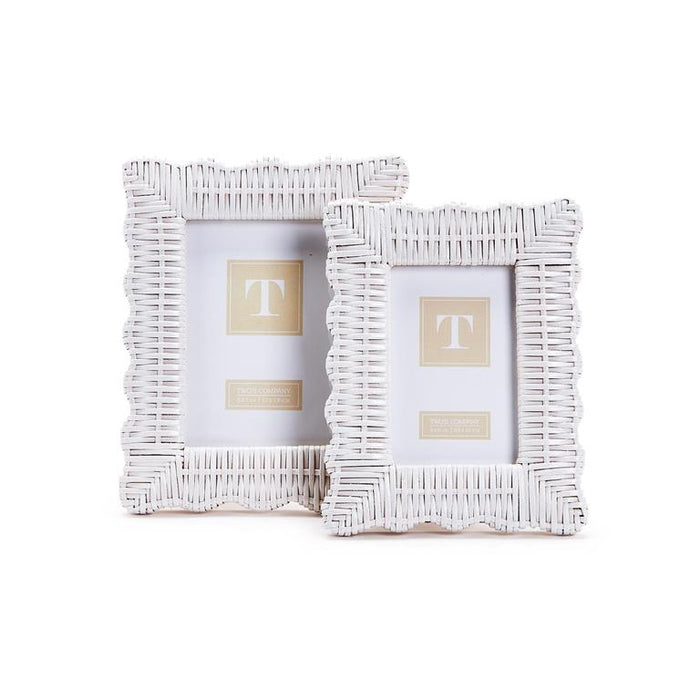 S/2 White Wicker Weave
