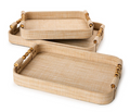 S/3 Natural Grass Rectangle Trays
