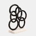 Sagebrook Accessories: Black Metal Rings On Marble Base